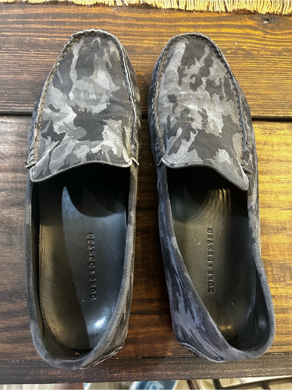 Duke & Dexter Men's Gray Camouflage Suede Slip-On Loafers